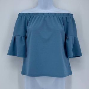 Women’s The Vanity Room Blue Off the Shoulder Top